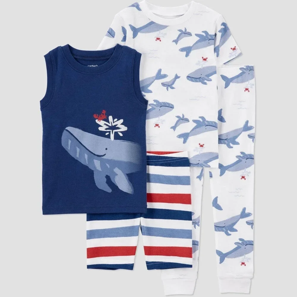 Carter's Toddler Boys' 4pc Sea Life Pajama Set 12 Month Blue/Red/White